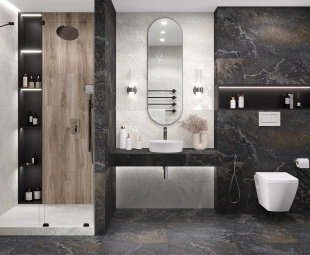 Керамогранит Laparet Blaze Nero matt carving рект. (60х60) матовый